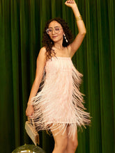 Polyester Beige Fringe Bodycon Women Dress